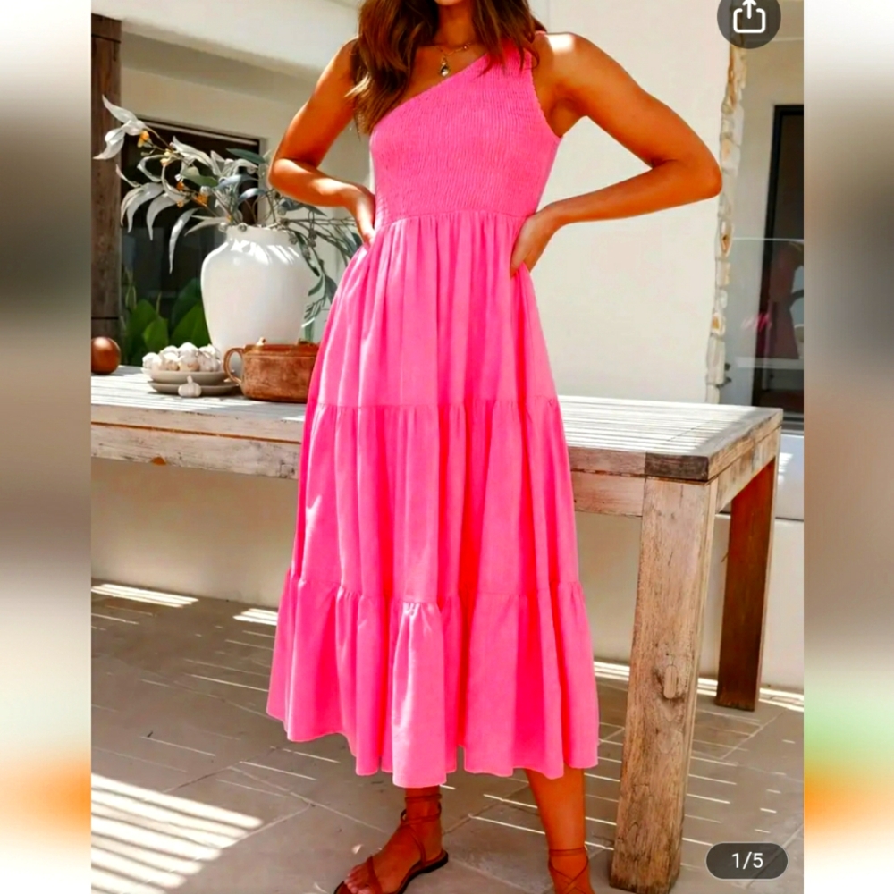 Boho chic one shoulder maxi dress, size S